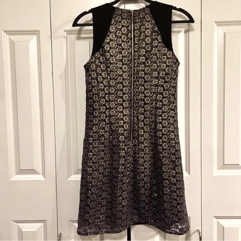 Juicy Couture Gold Overlay Embroidered Black Dress Size 4 - Picture 9 of 12